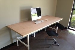 Large table made of plastic pipes