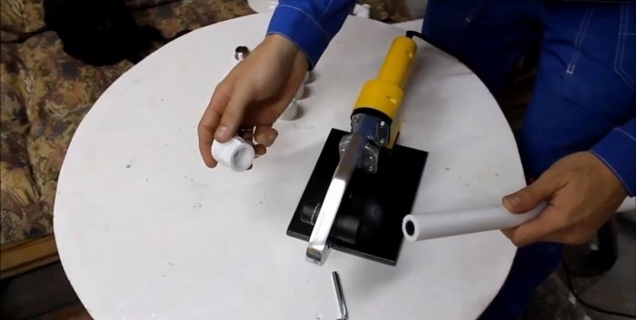 Folding work table made of PVC pipes