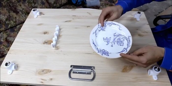 Folding work table made of PVC pipes