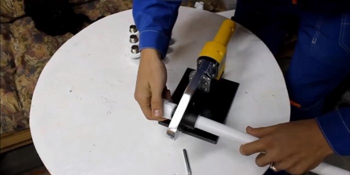 Folding work table made of PVC pipes