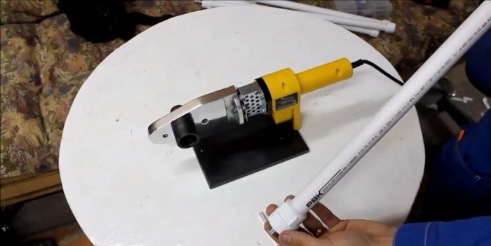 Folding work table made of PVC pipes