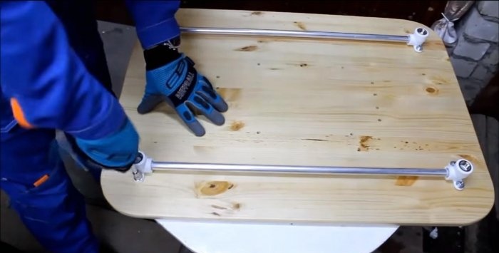 Folding work table made of PVC pipes