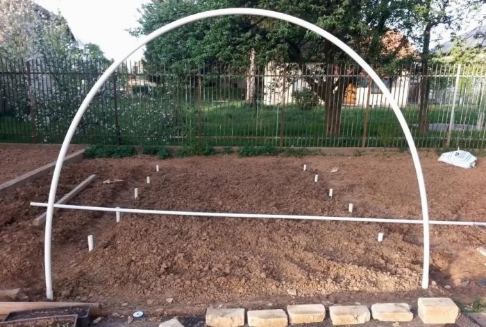 A simple greenhouse made of PVC pipes