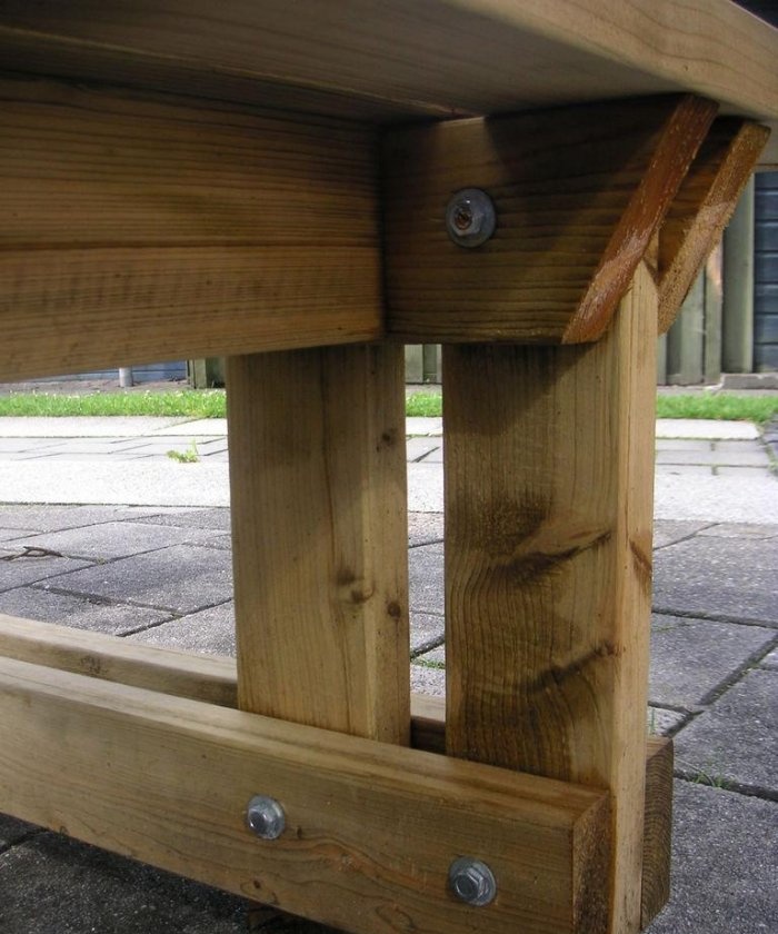 Table with benches for the garden