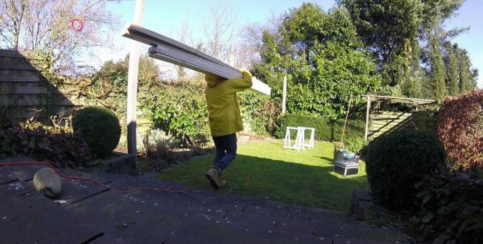 Folding wooden ladder