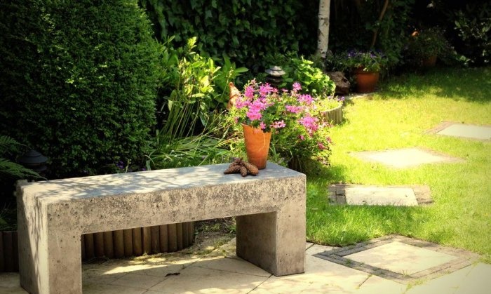 Concrete bench for the garden