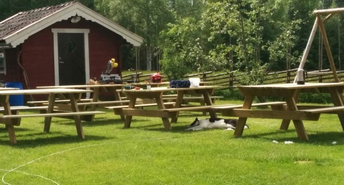 Simple table with benches for garden