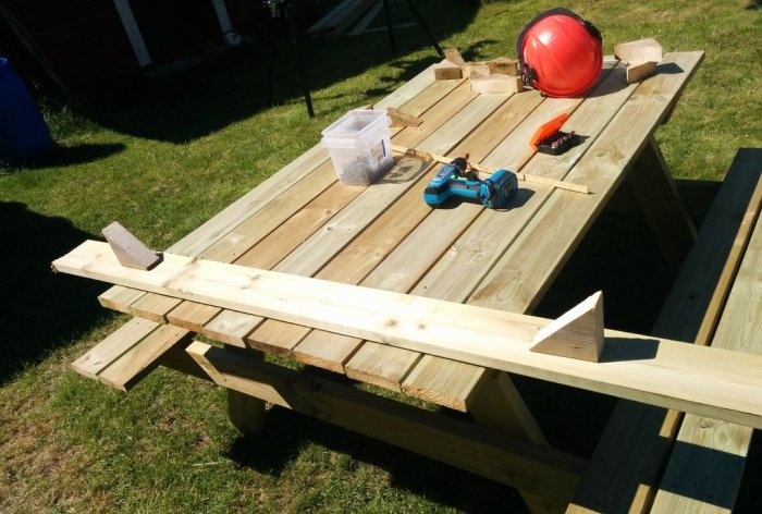 Simple table with benches for garden