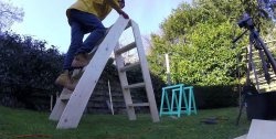 Folding wooden ladder