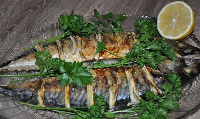 Baked mackerel