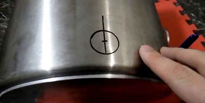 Drilling a stainless steel pan