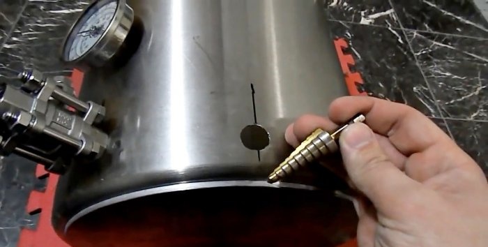 Drilling a stainless steel pan