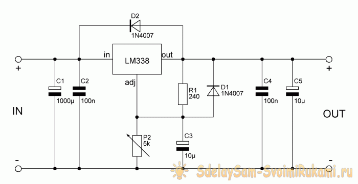 Powerful linear voltage stabilizer