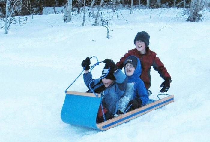 Sleigh from a plastic barrel