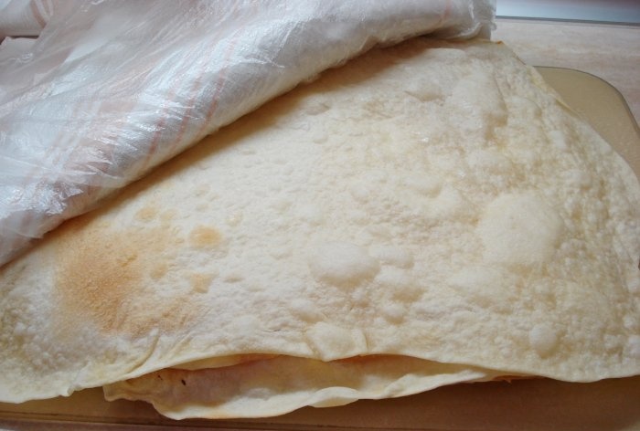 Thin Armenian lavash in the oven