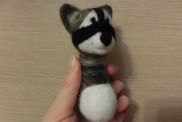 Felted raccoon wool