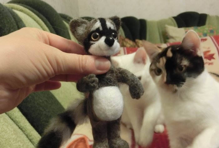 Felted raccoon wool