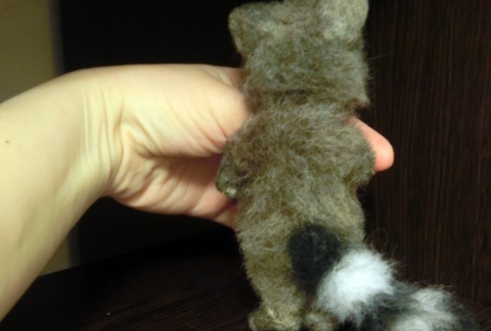 Felted raccoon wool