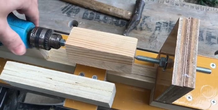 The simplest lathe from a drill