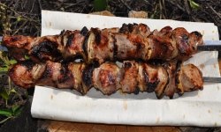 Pork kebab in soy sauce