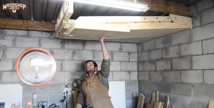 How to make hanging shelves in a garage or workshop that don't take up space