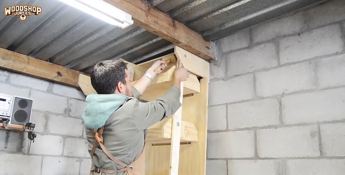 How to make hanging shelves in a garage or workshop that don't take up space