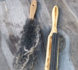 A homemade brush made from recycled materials that doesn't allow debris to stick to it.