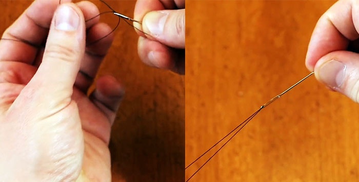 An instant way to thread a needle without any tools