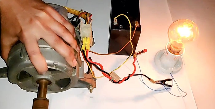 How to turn a washing machine motor into a 220 V generator