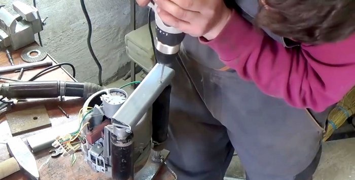 Powerful hand-held milling cutter from a washing machine engine