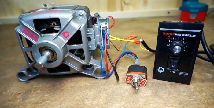 Connecting the washing machine motor, introducing reverse and speed control