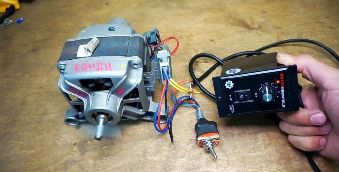 Connecting the washing machine motor, introducing reverse and speed control