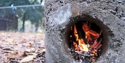 Concrete rocket furnace - it won't rust behind them