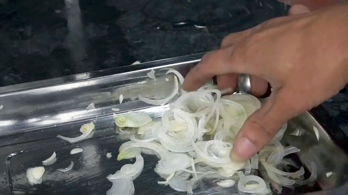 Homemade quick slicer for chopping vegetables into rings