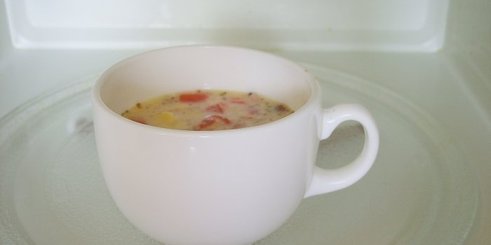 Omelette in a mug in the microwave