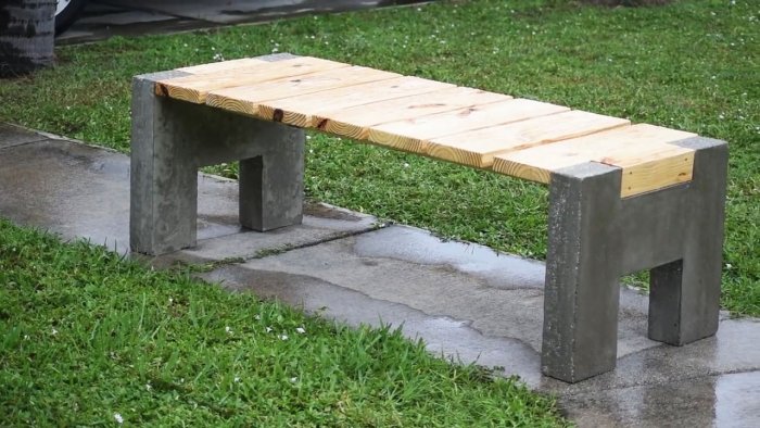 How to make an outdoor bench from concrete and wood