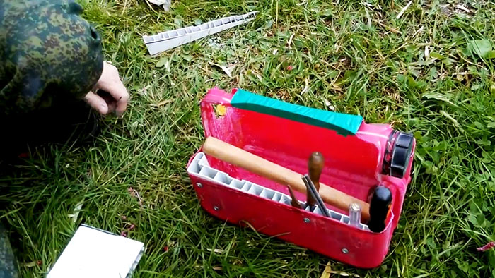 Great tool box made from a plastic canister