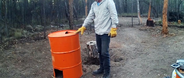 A 200 liter barrel will help get rid of the stump