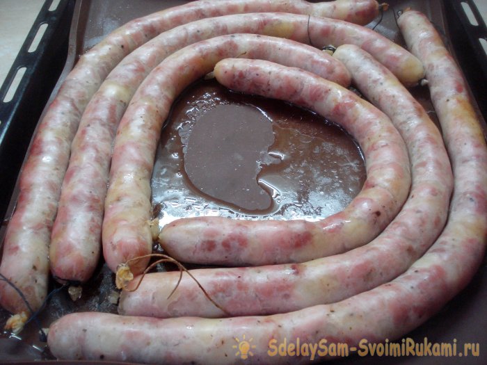 Delicious Ukrainian sausages in a collagen casing