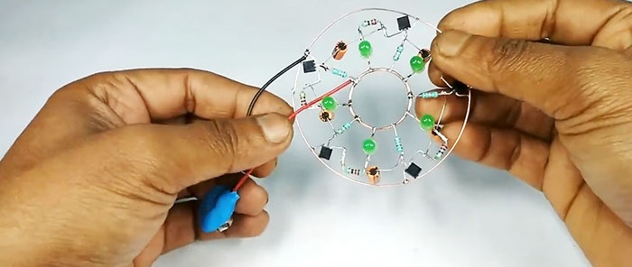 A simple transistorized LED flasher with a running fire effect