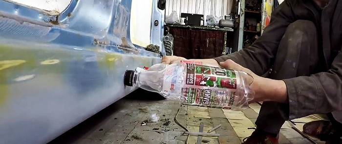 Removing dents using a plastic bottle