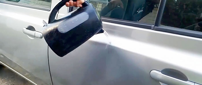 Removing dents with a plunger