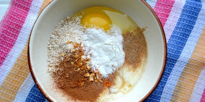 Chocolate cupcake with oatmeal in the microwave in a mug in 5 minutes