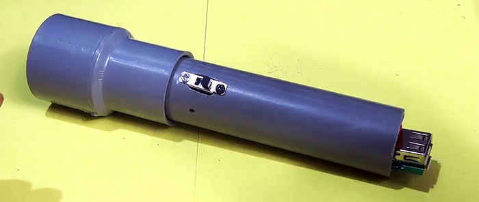 DIY 2 in 1 powerful flashlight Power bank made from PVC pipe