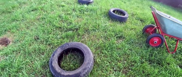 A cheap foundation made from car tires in a couple of hours