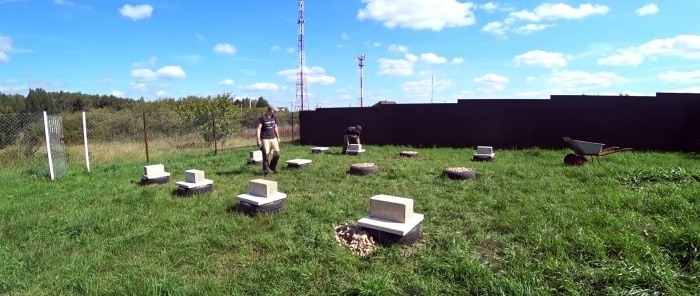 A cheap foundation made from car tires in a couple of hours