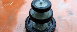 How to make a three-tier garden fountain from old tires