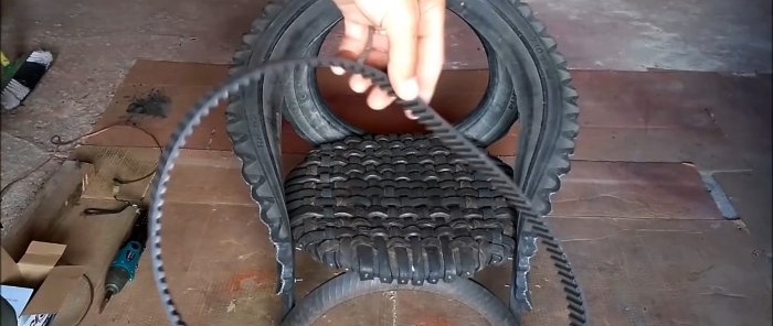 Making a garden chair from old tires