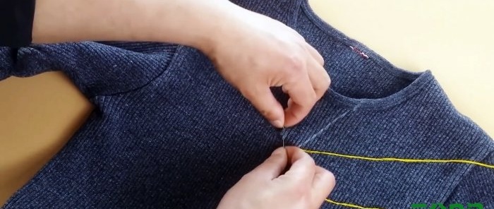 How to narrow the neckline of a sweater or T-shirt with your own hands