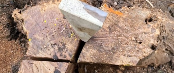 How to remove a large stump using a wedge is easy